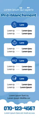 Illustration bleue promouvant une blanchisserie propre