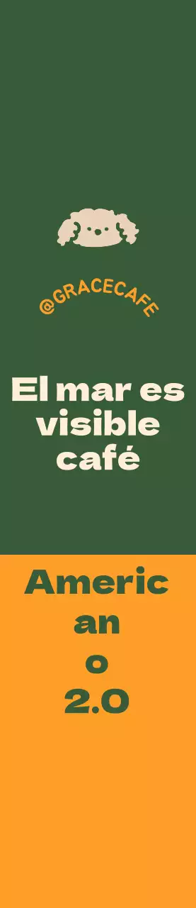 Una bonita guía de menús y promoción con el logotipo de una cafetería en verde y naranja.