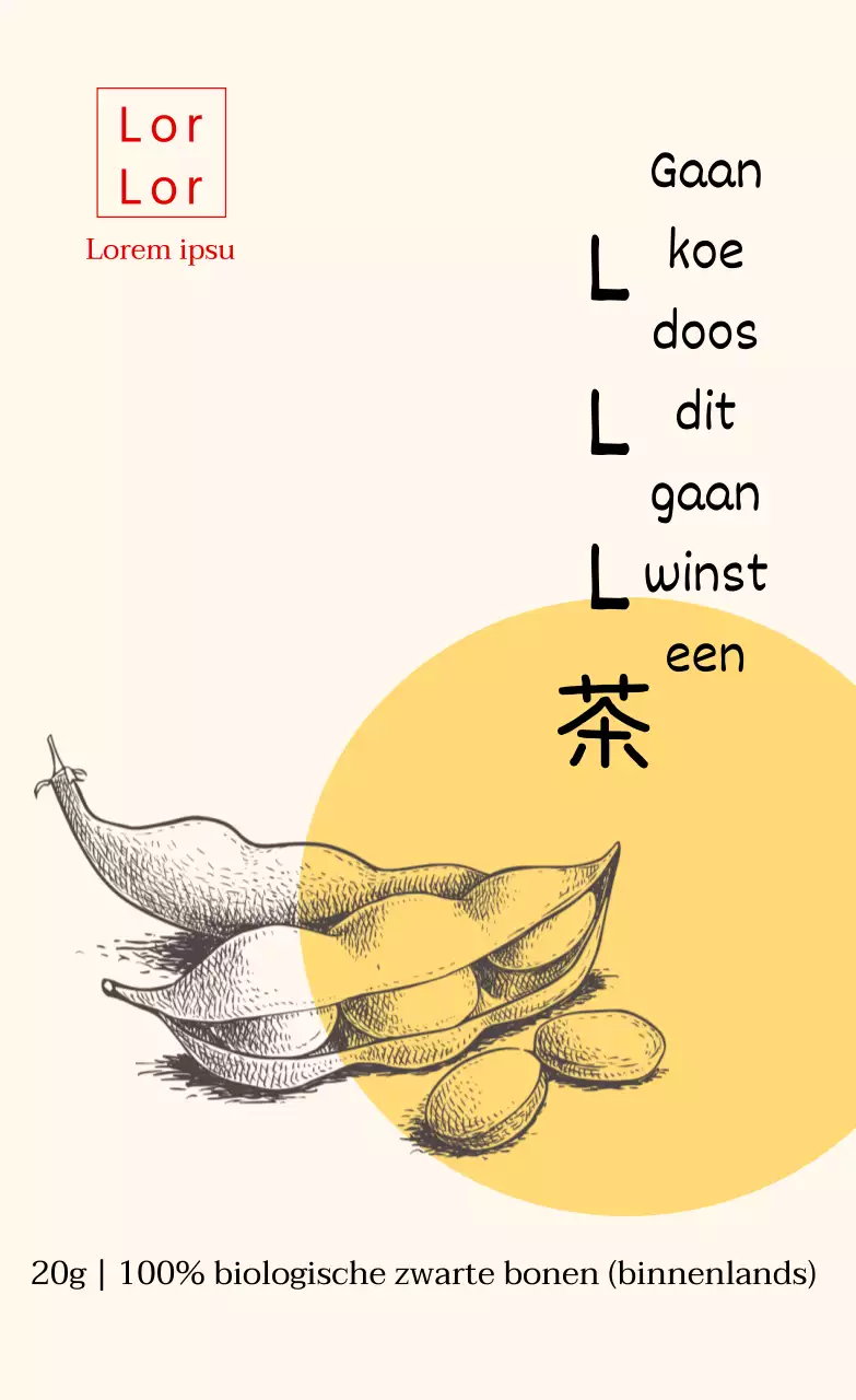 Gele Tekening Zwarte Bonen Thee Sticker