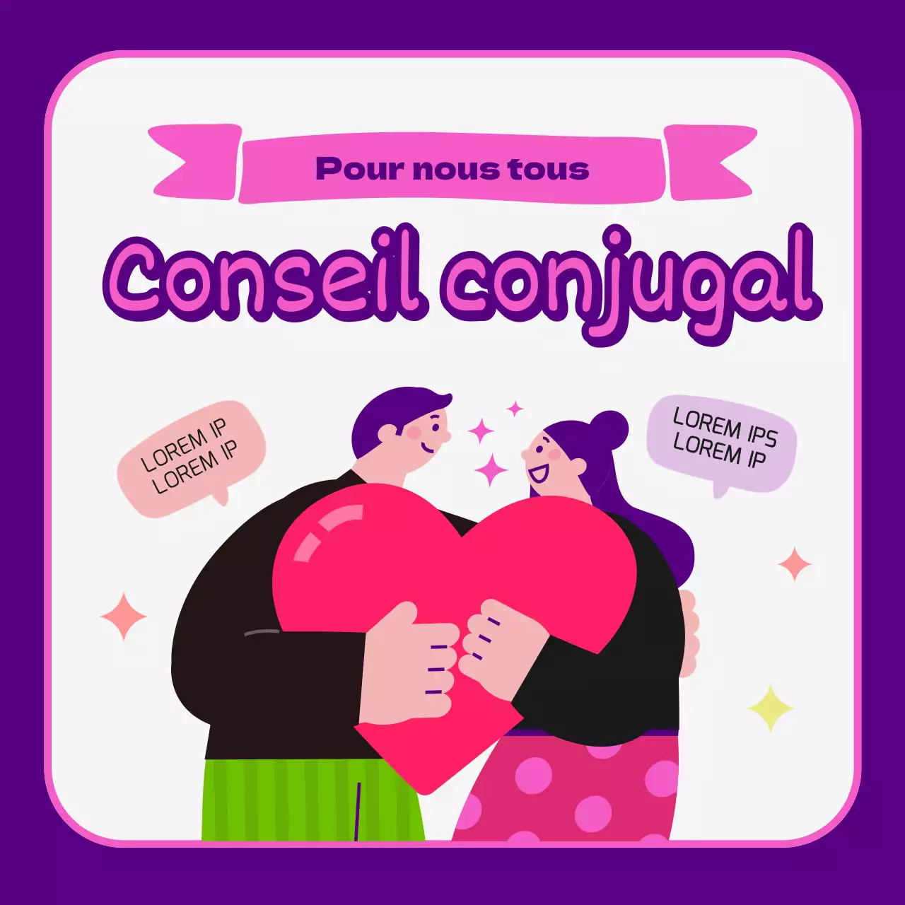 Promouvoir un service de conseil aux couples rose et violet