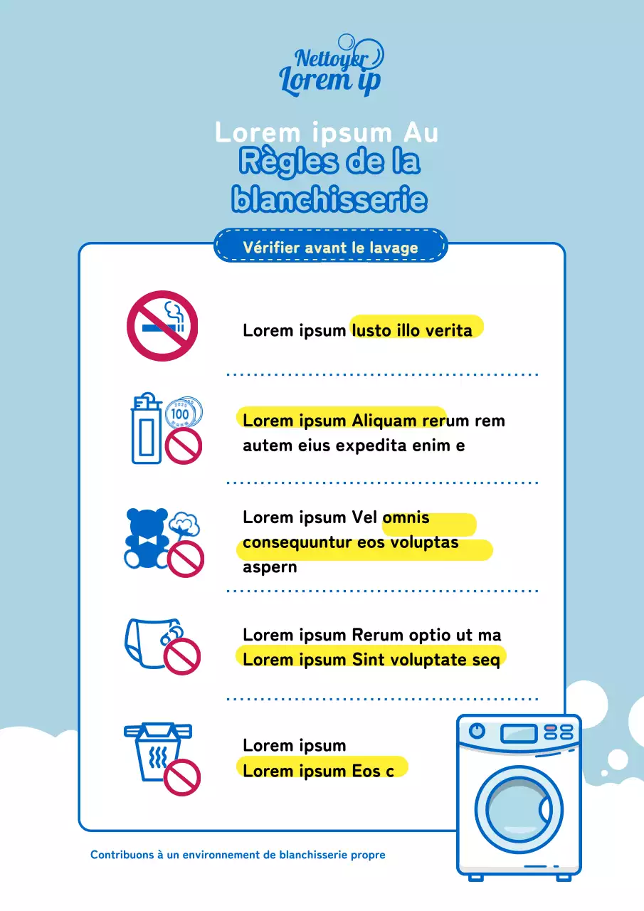 Signalétique bleue et bleu clair des laveries en libre-service
