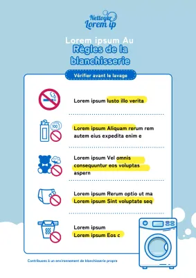 Signalétique bleue et bleu clair des laveries en libre-service
