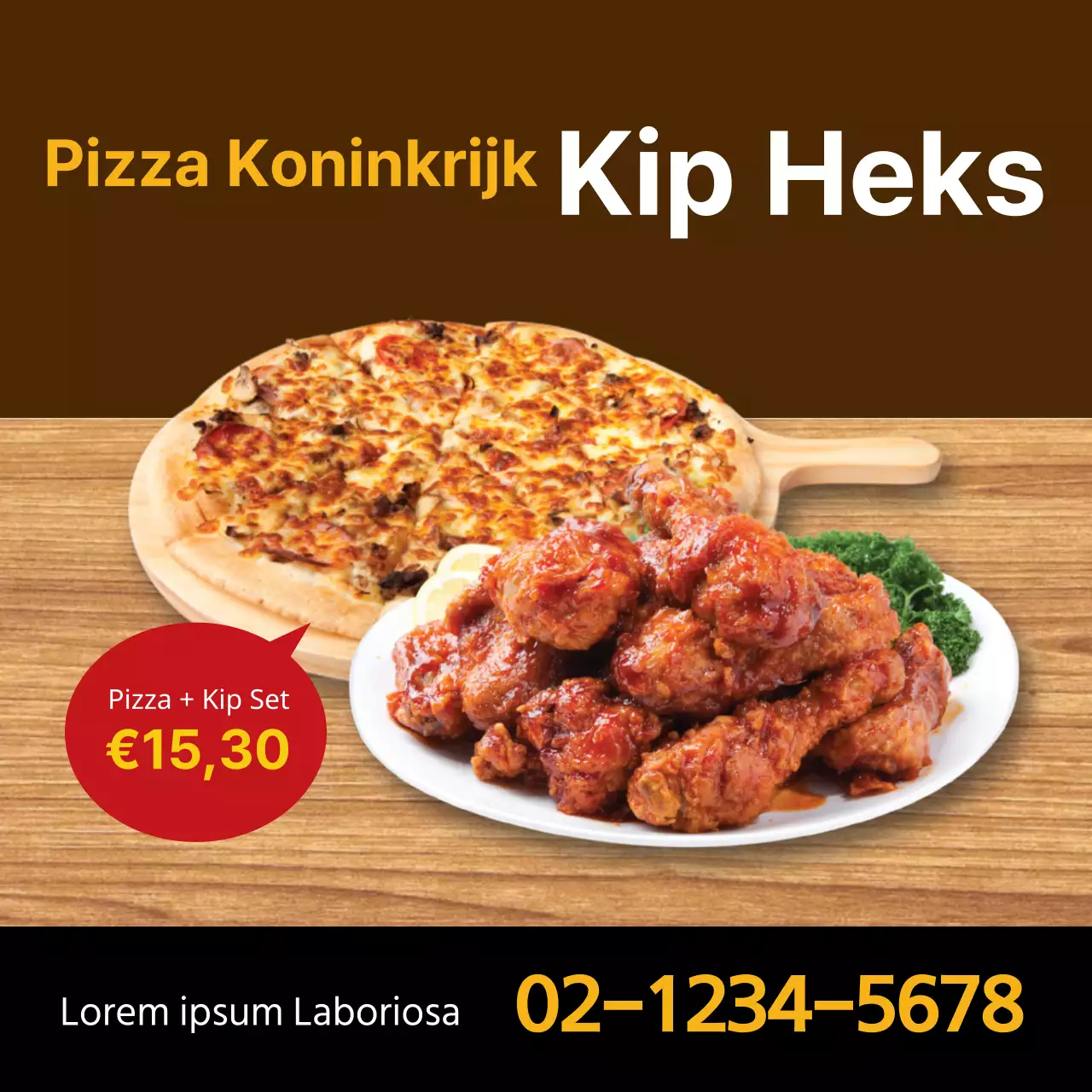 Bruine foto benadrukt schoon restaurant dat pizzakip promoot