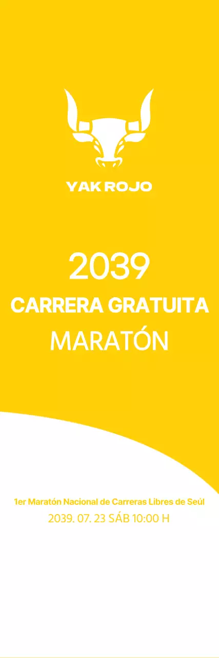 Estilo sencillo en amarillo y blanco para información y promoción de maratones