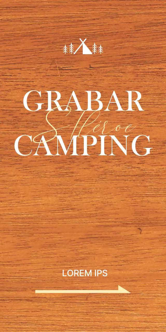 Una oficina de camping con un concepto emotivo que presenta ilustraciones de campings en blanco y amarillo.