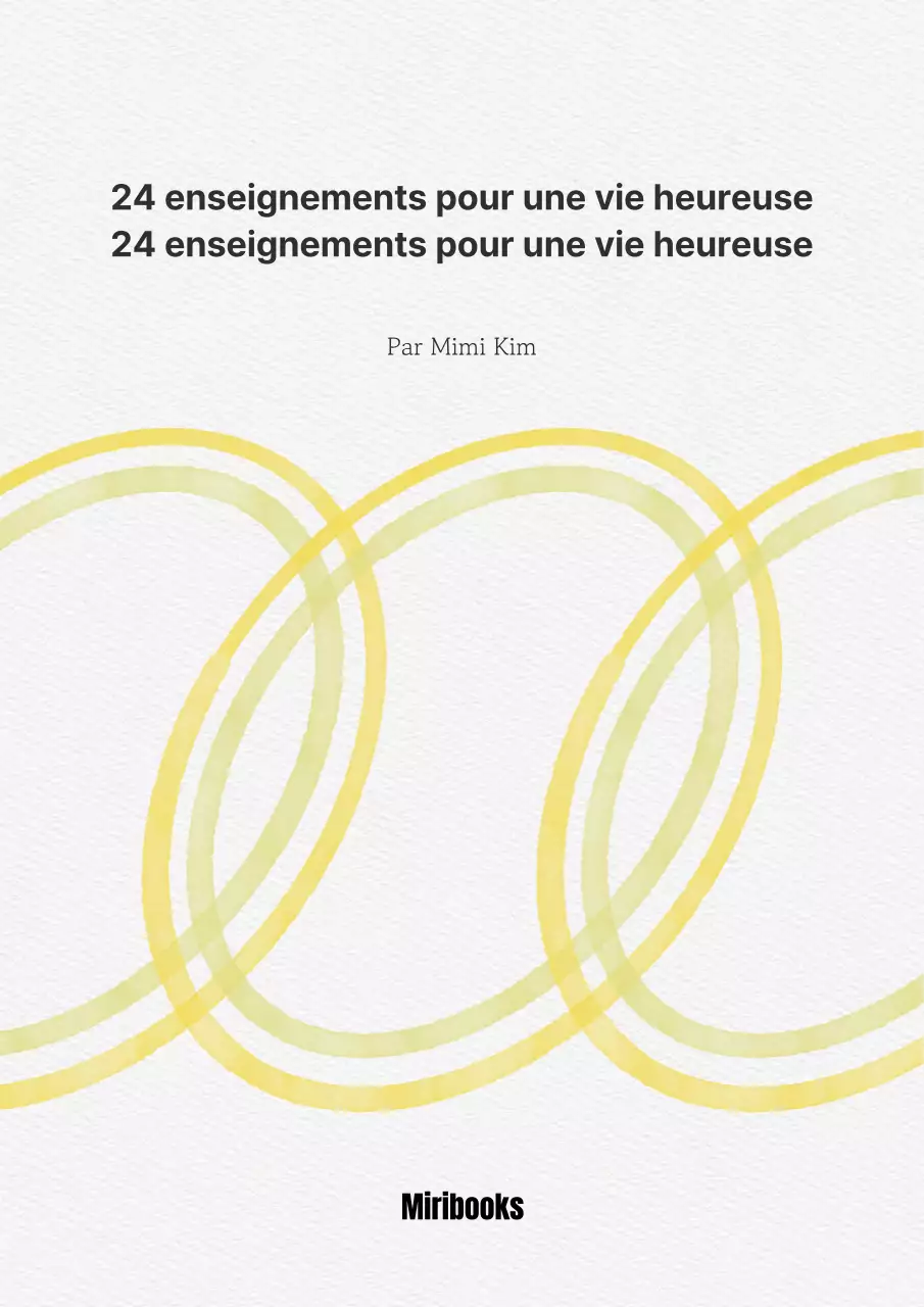 Un guide de vie heureuse avec un cercle d'aquarelle jaune chartreuse sur un carnet de croquis blanc.