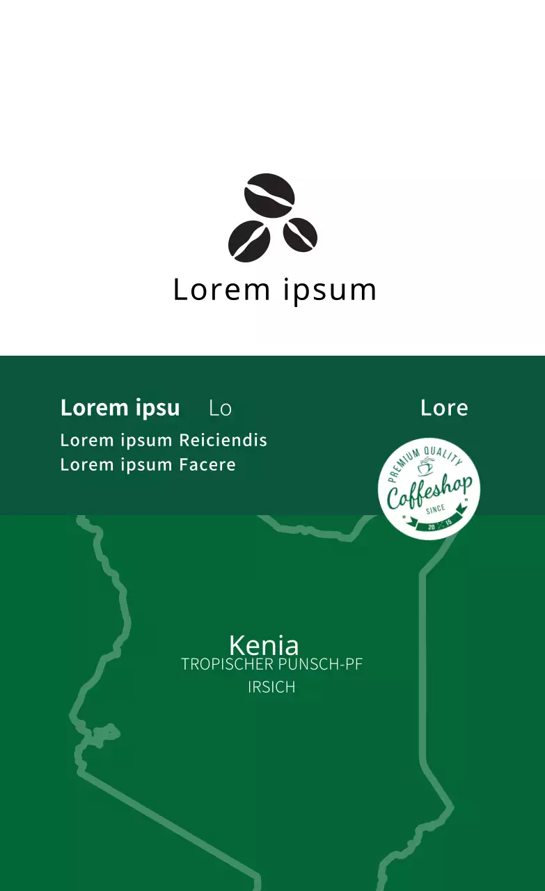 Grüne Illustration sauberen Kaffee Café Bohne Etikett