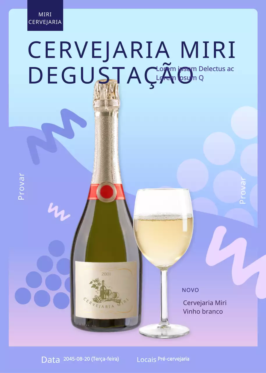 Ilustração gira e malva para um evento de degustação de vinhos