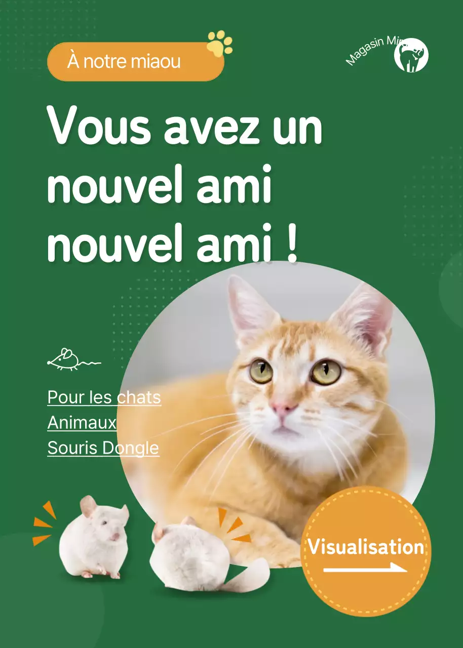Promouvoir l'achat de jouets et peluches pour chats verts