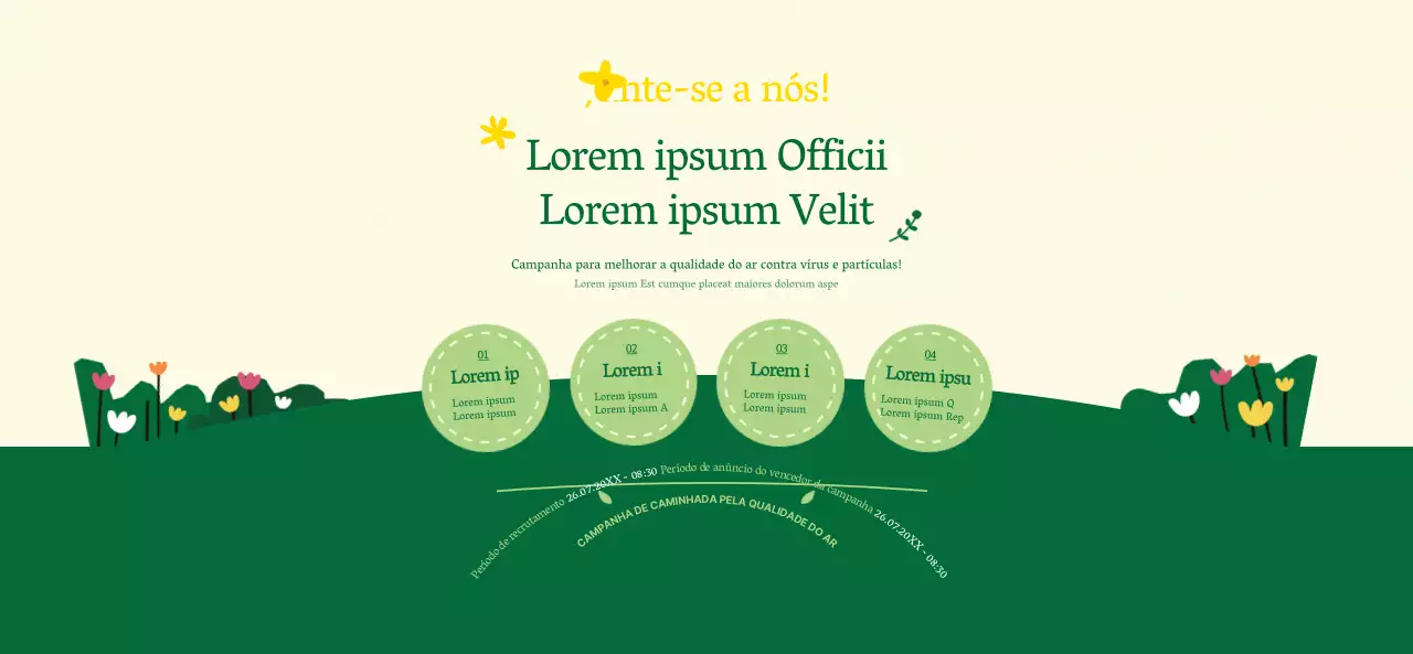 Sobre a campanha verde e amarela de estilo limpo para ir a pé para o trabalho