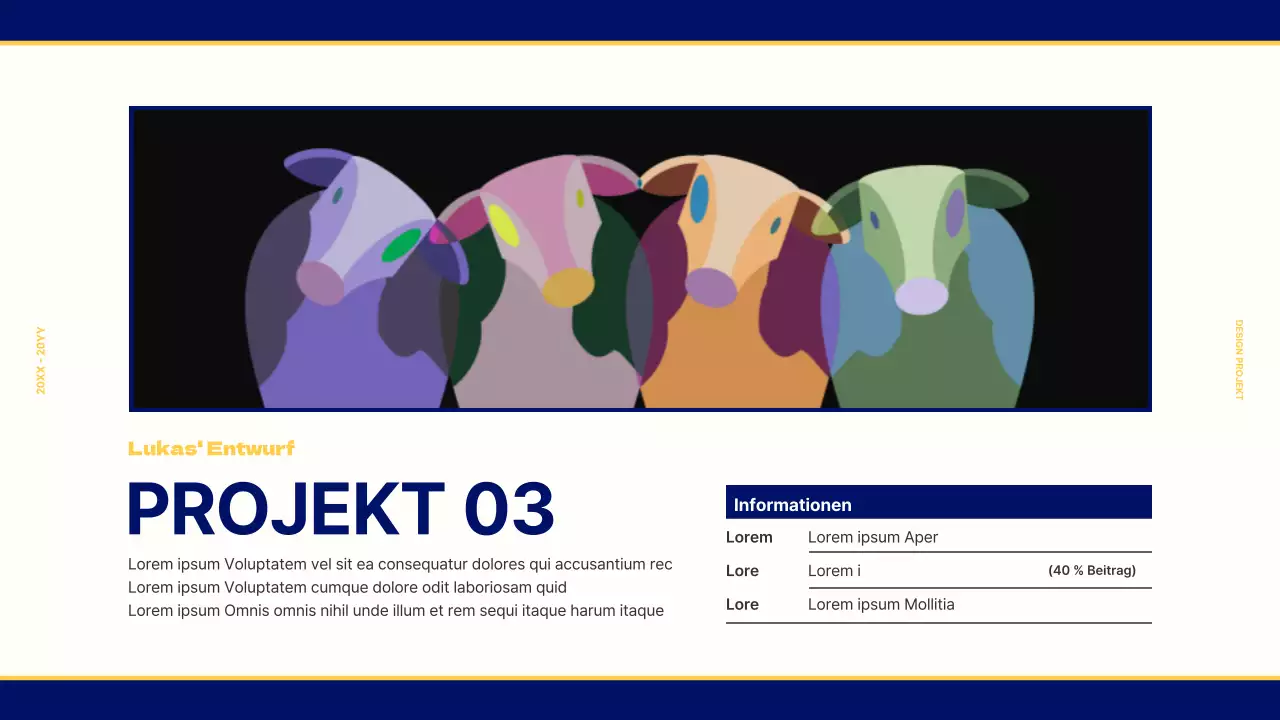 Designmappe für ein Vintage-Retro-Konzept in Marineblau und Gelb