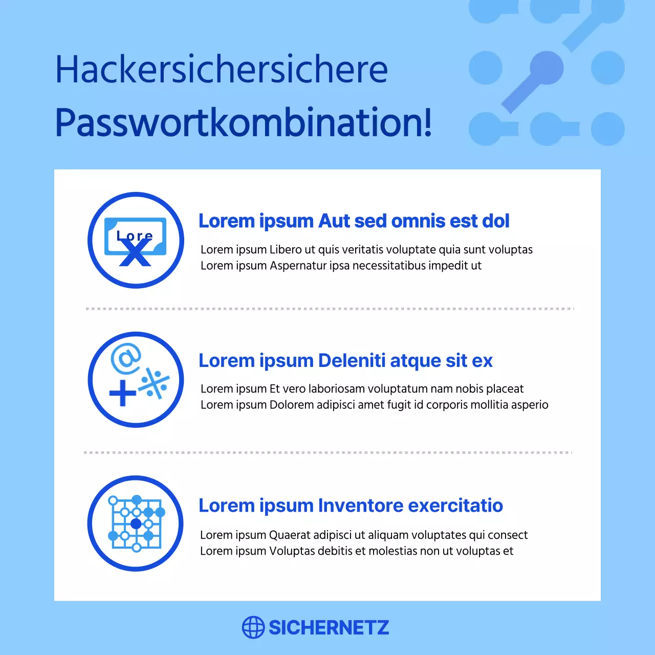 Tipps zur Passwortkombination von der Firma blue network