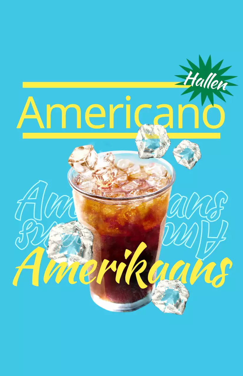 Promoot het menu van je café met kleurrijke geïllustreerde afbeeldingen van drankjes en tekst