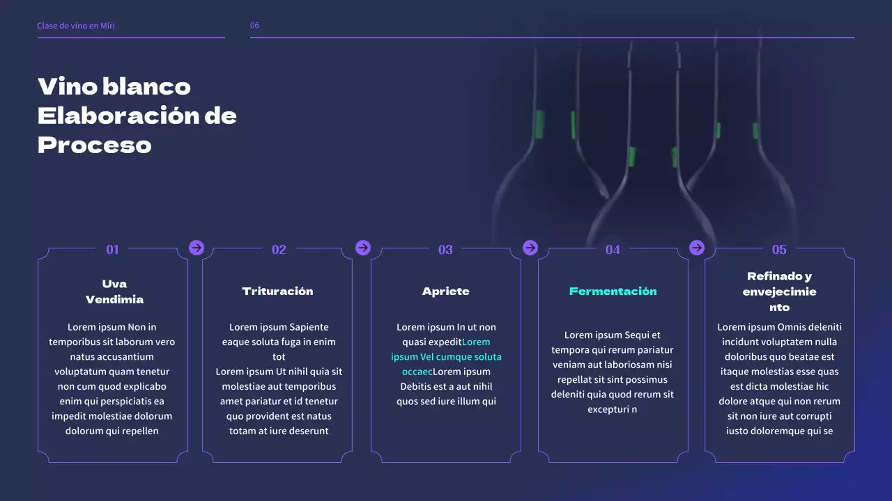 Seminario de clases de vinicultura en tonos negros y morados