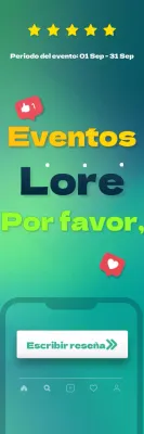 Banner de promoción de eventos rectángulo vertical con un título fresco en verde y amarillo