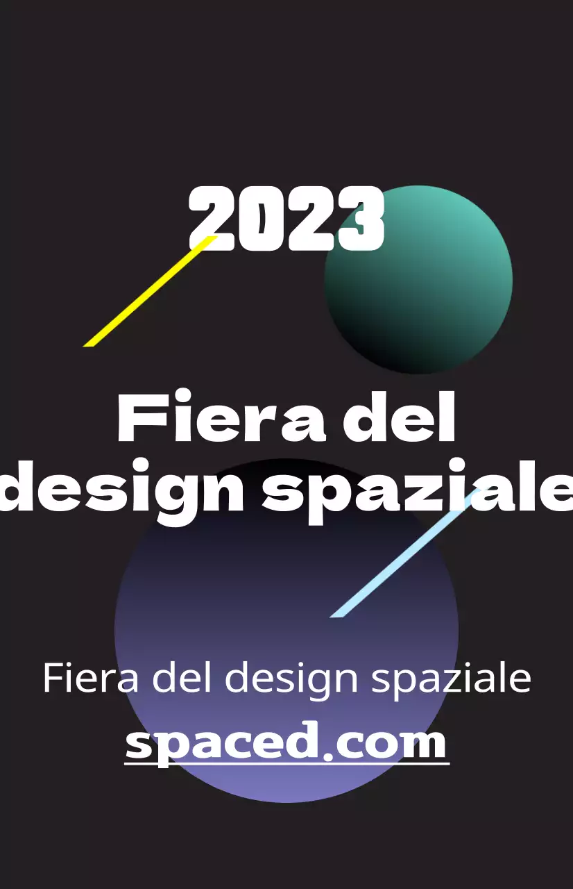 Promuovere una fiera del design spaziale con illustrazioni colorate di forme e testi.