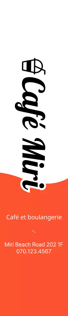 Promotion d'un café et d'une boulangerie avec un concept simple en orange et noir.