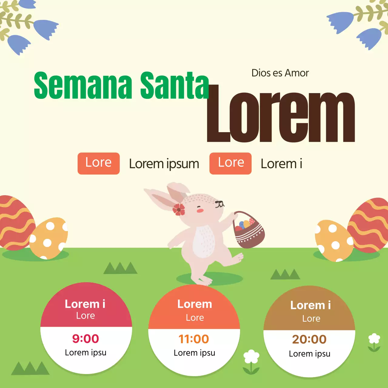 Ilustración verde Bonita promoción de Pascua en la iglesia