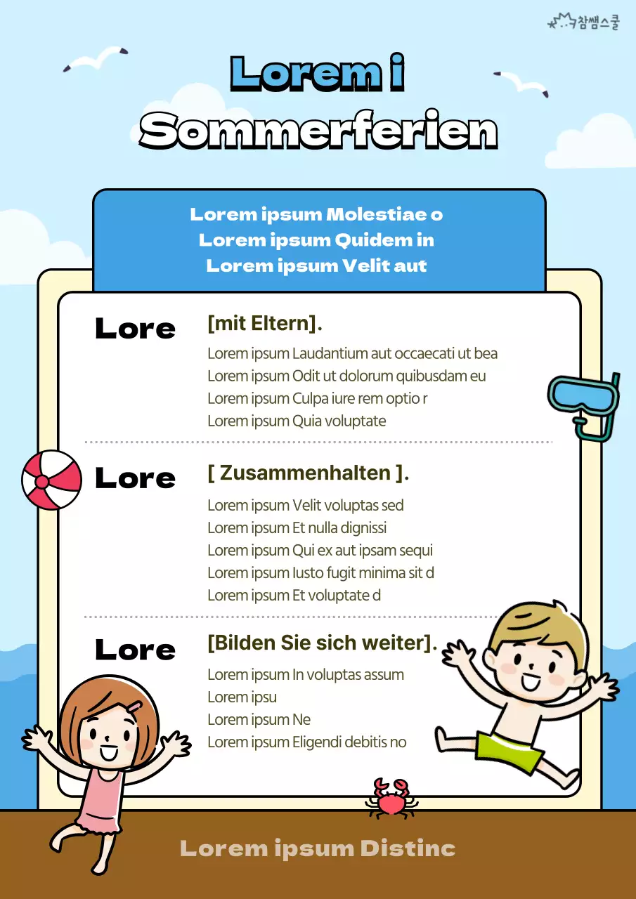 Hellblaues Strandkonzept Sommerurlaubsplaner