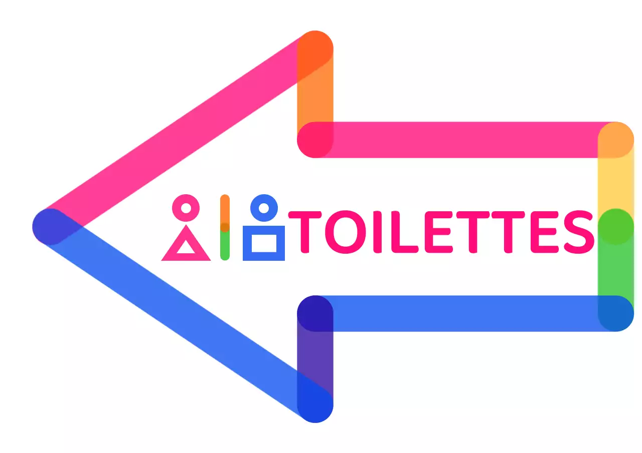 Pictogramme des toilettes coloré et mignon, guide fléché