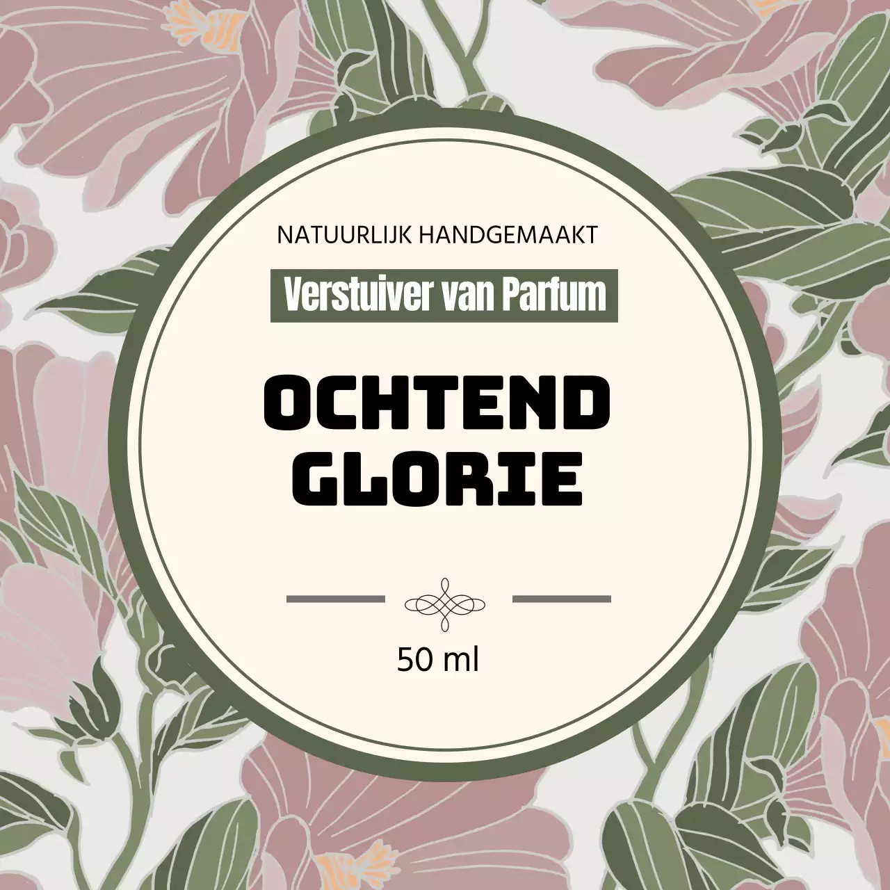 Vintage parfumlabel met groene illustratie
