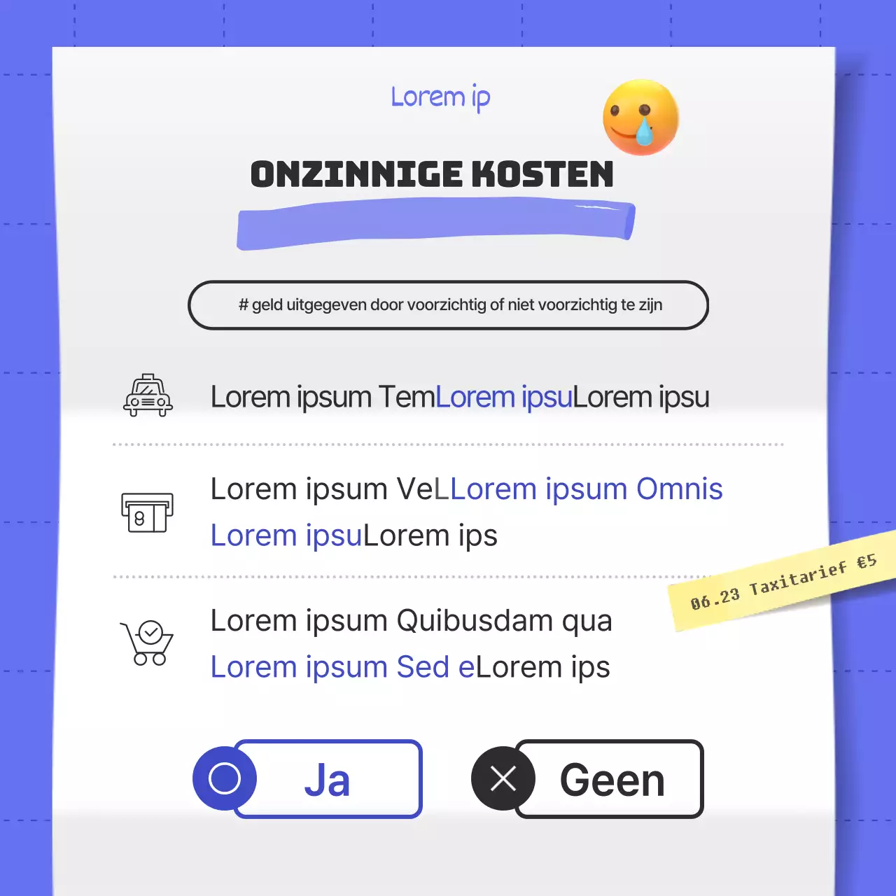 Blauwe en zwarte overbestedingsfactuur