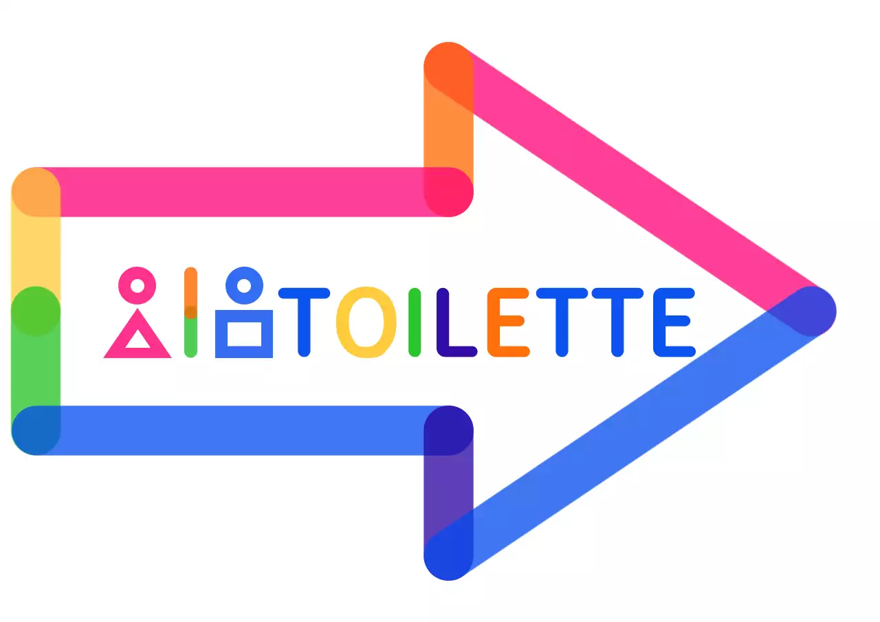 Bunte, niedliche Toilettenpiktogramm-Pfeilführung im Icon-Stil