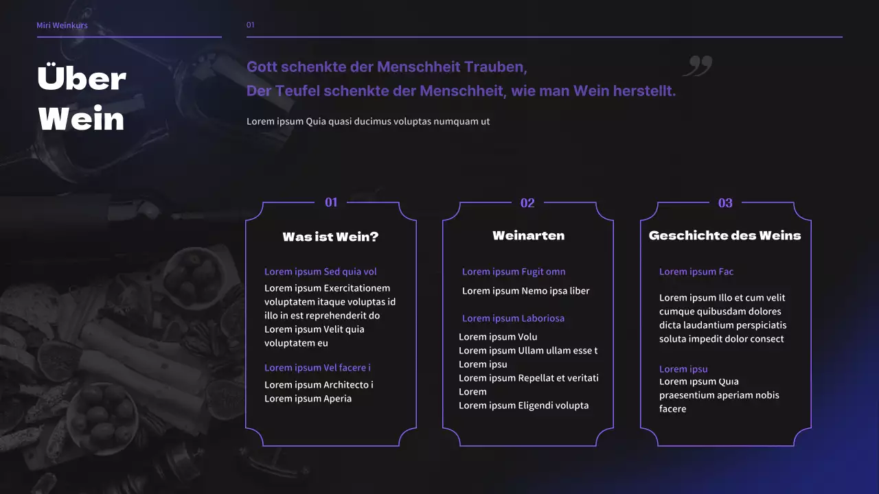 Weinbrauerei-Seminar in Schwarz- und Lilatönen
