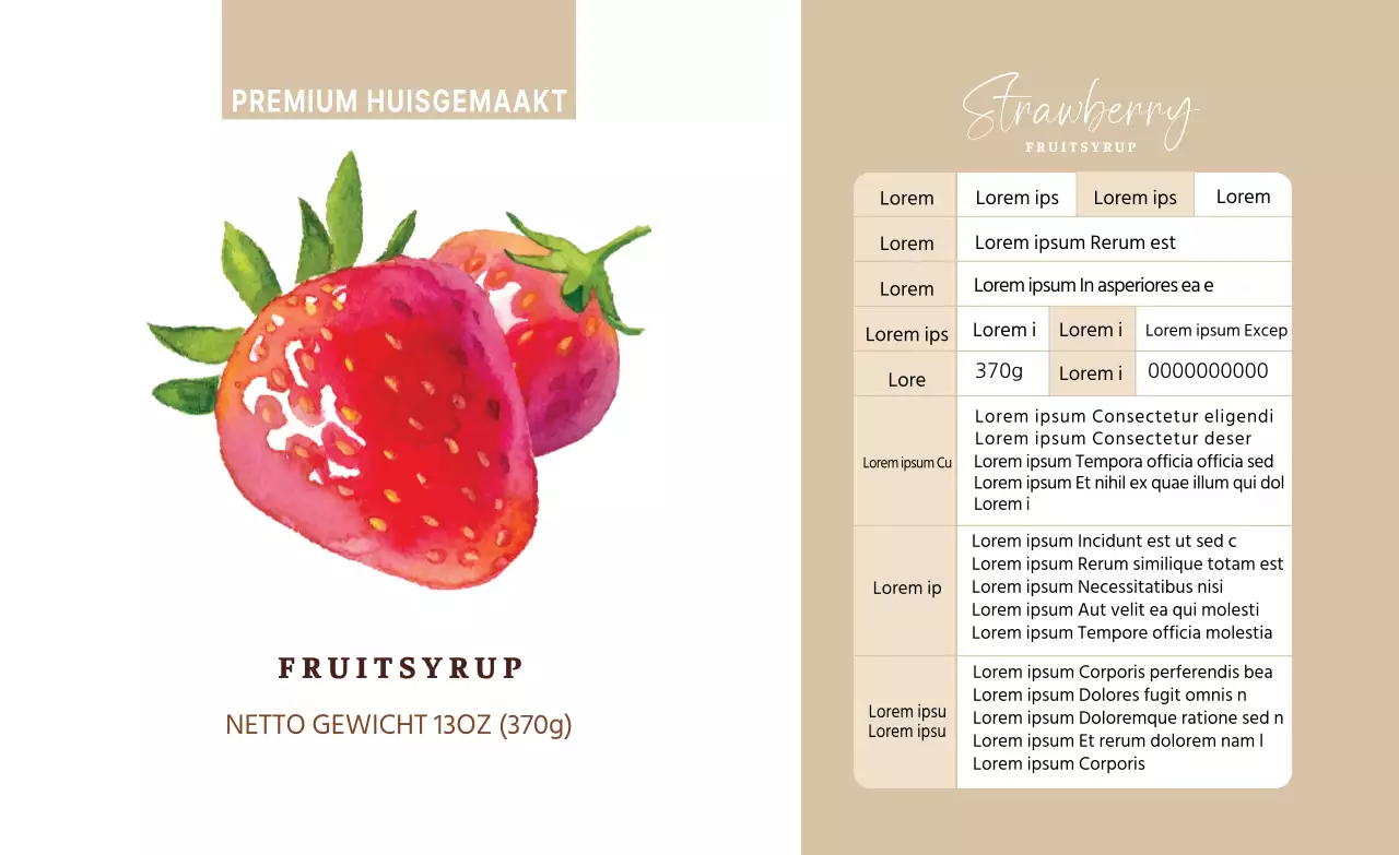 Ingrediënten voor beige aardbeiensiroop