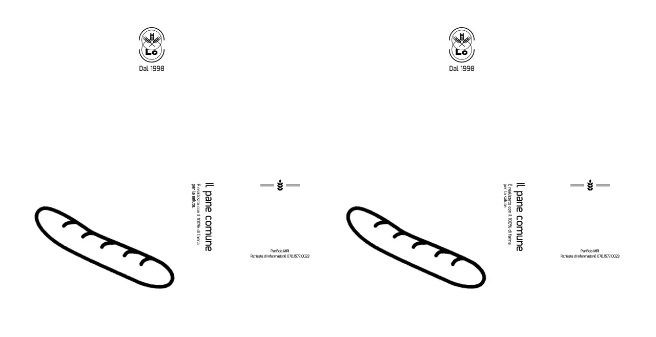 Illustrazione semplice e monocromatica di una baguette per informazioni e promozione di un panificio
