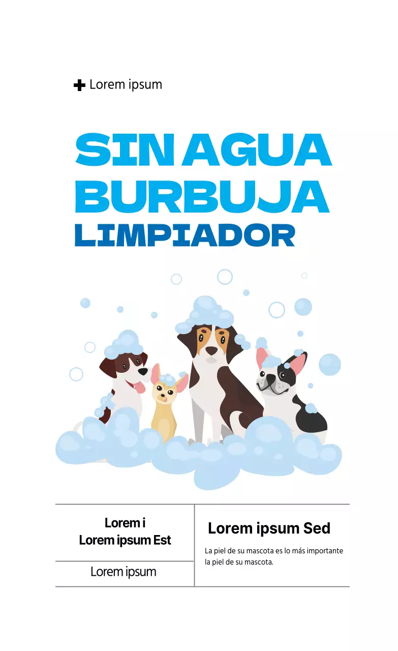 Ilustración azul Etiqueta de champú para mascotas
