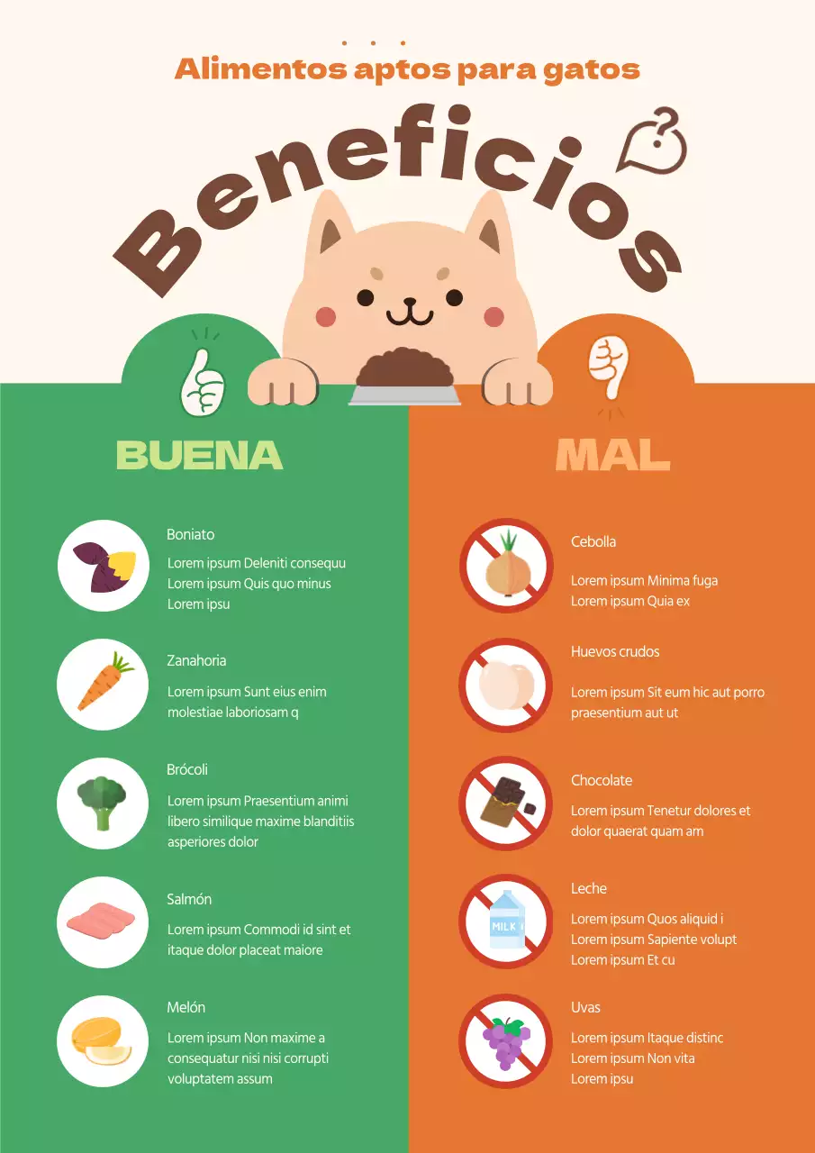 ¿Qué alimentos pueden comer los gatos verdes y naranjas?