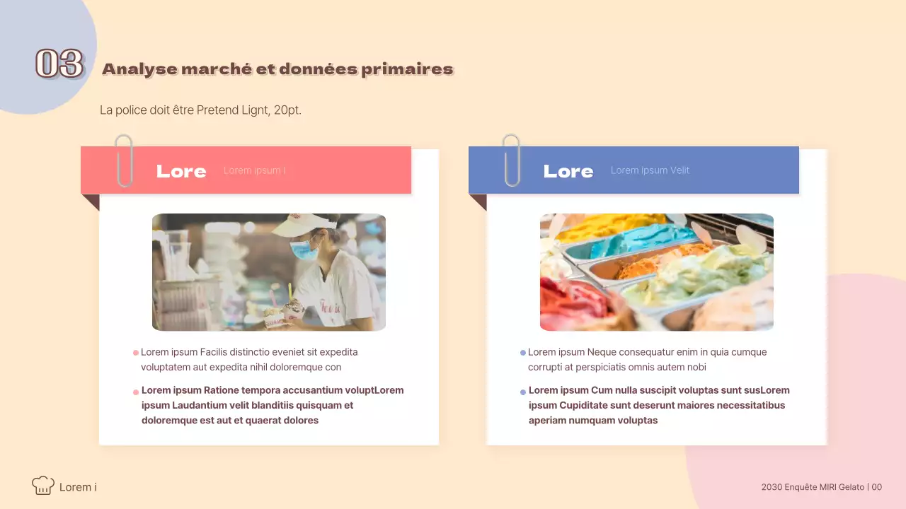 Analyse de la tendance pour les gelatos de couleur pastel Enquêtes auprès des consommateurs