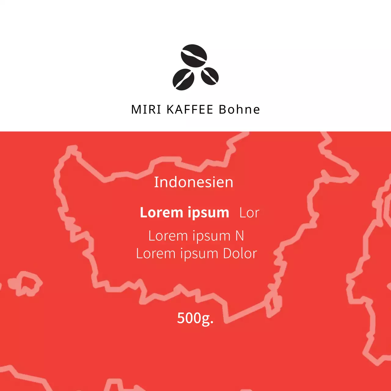 Gepflegtes Kaffeebohnen-Etikett mit roter Illustration