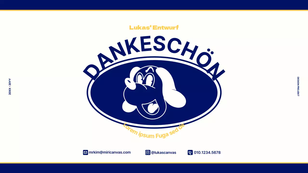 Designmappe für ein Vintage-Retro-Konzept in Marineblau und Gelb