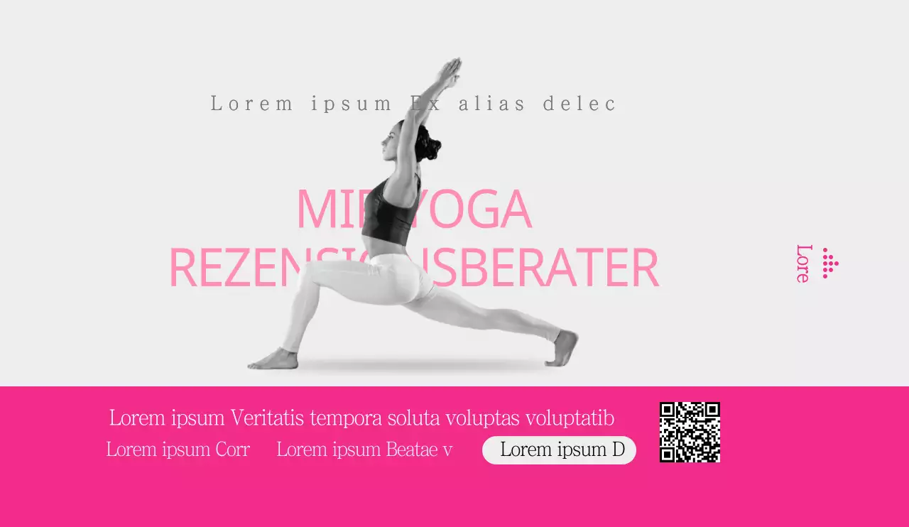 Cleaner Stil in Rosa und Hellgrau zur Förderung und Information von Yogis