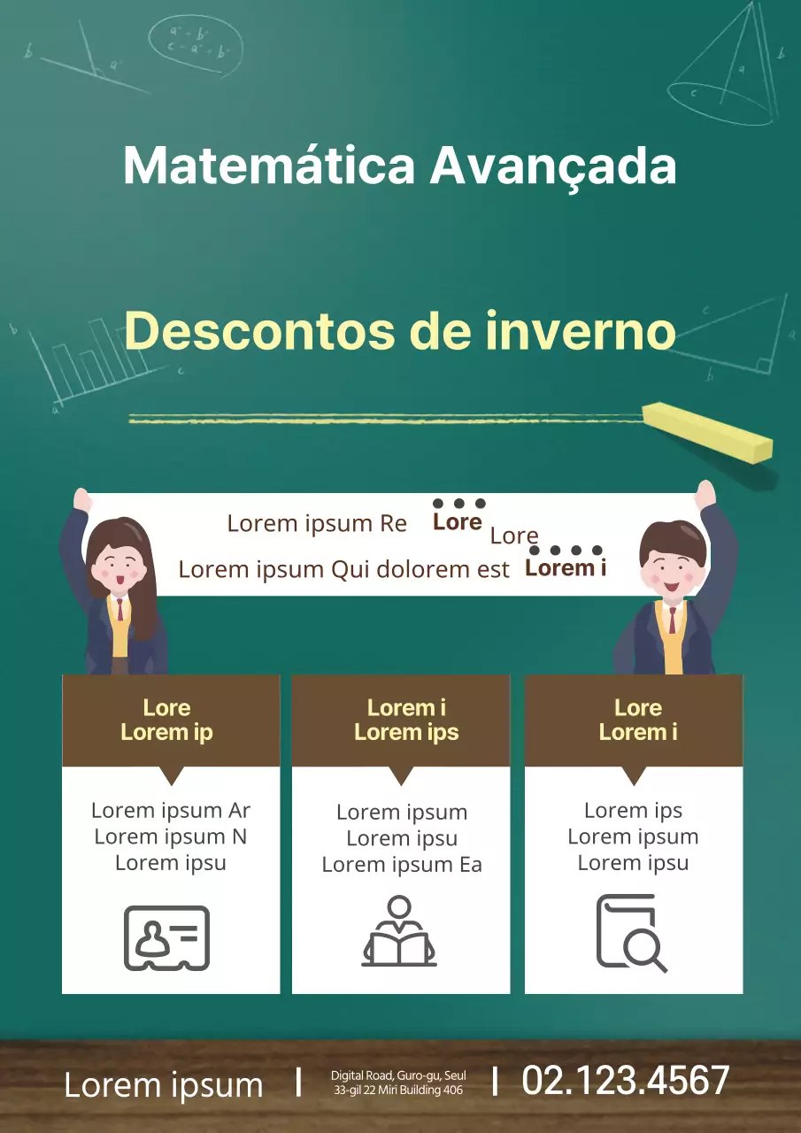 Quadro negro verde amarelo castanho Matemática Promoção escolar