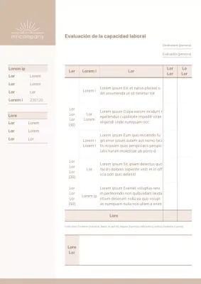 Evaluaciones del rendimiento beige y limpias