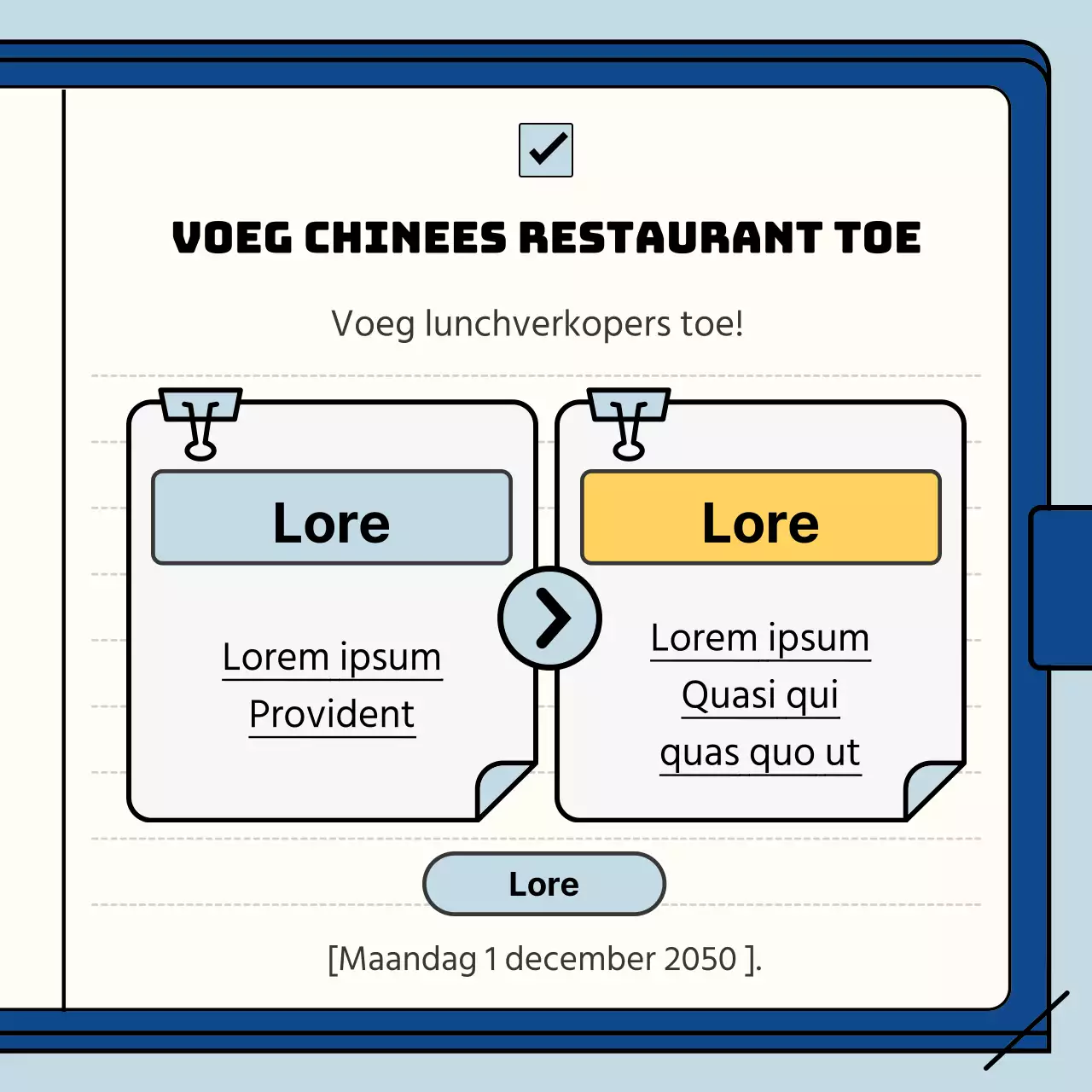 Bedrijfsvoordelengids in een lichtblauw en marineblauw notitieboekje
