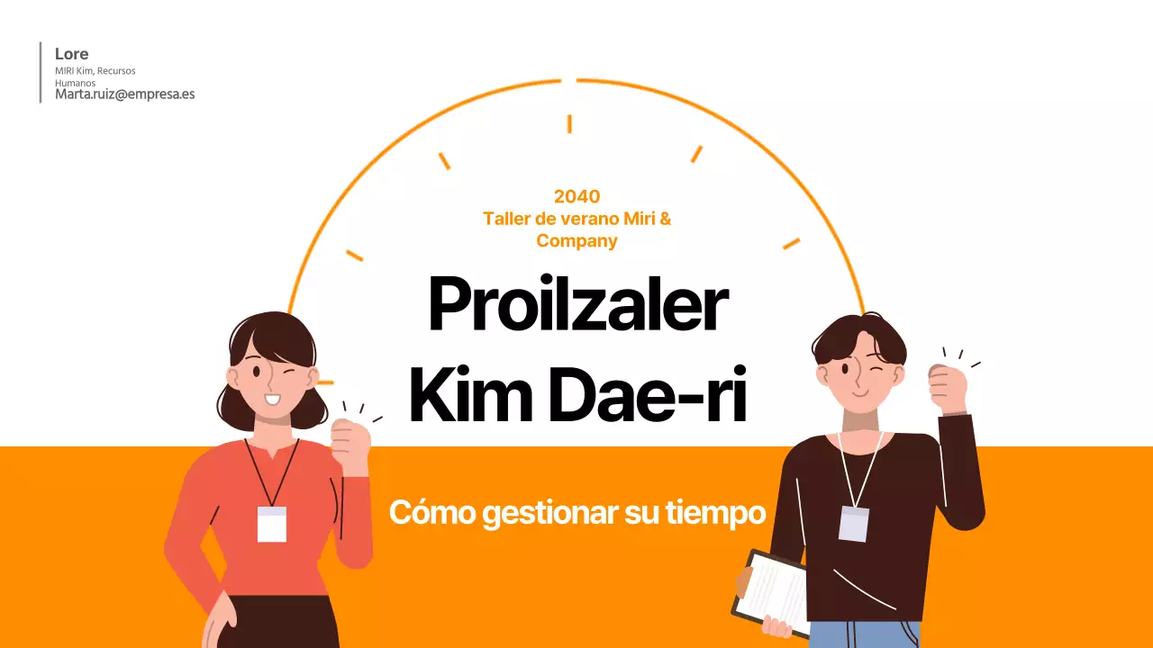 Tema del taller de gestión del tiempo en naranja