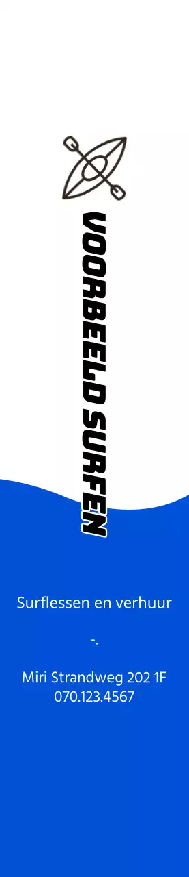 Eenvoudig concept in marineblauw en zwart voor surfinformatie en promotie