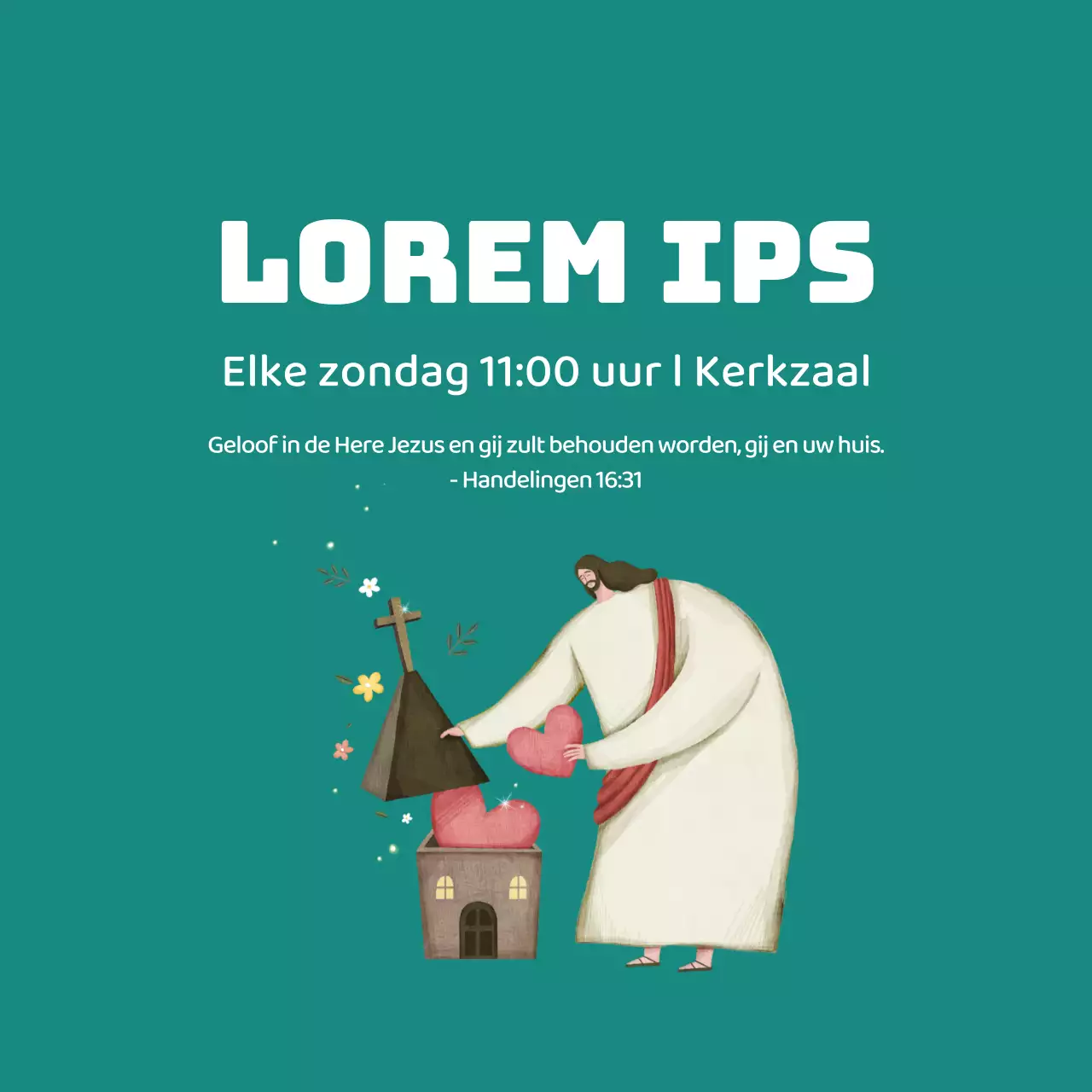 Turquoise Vintage Illustratie Kerk