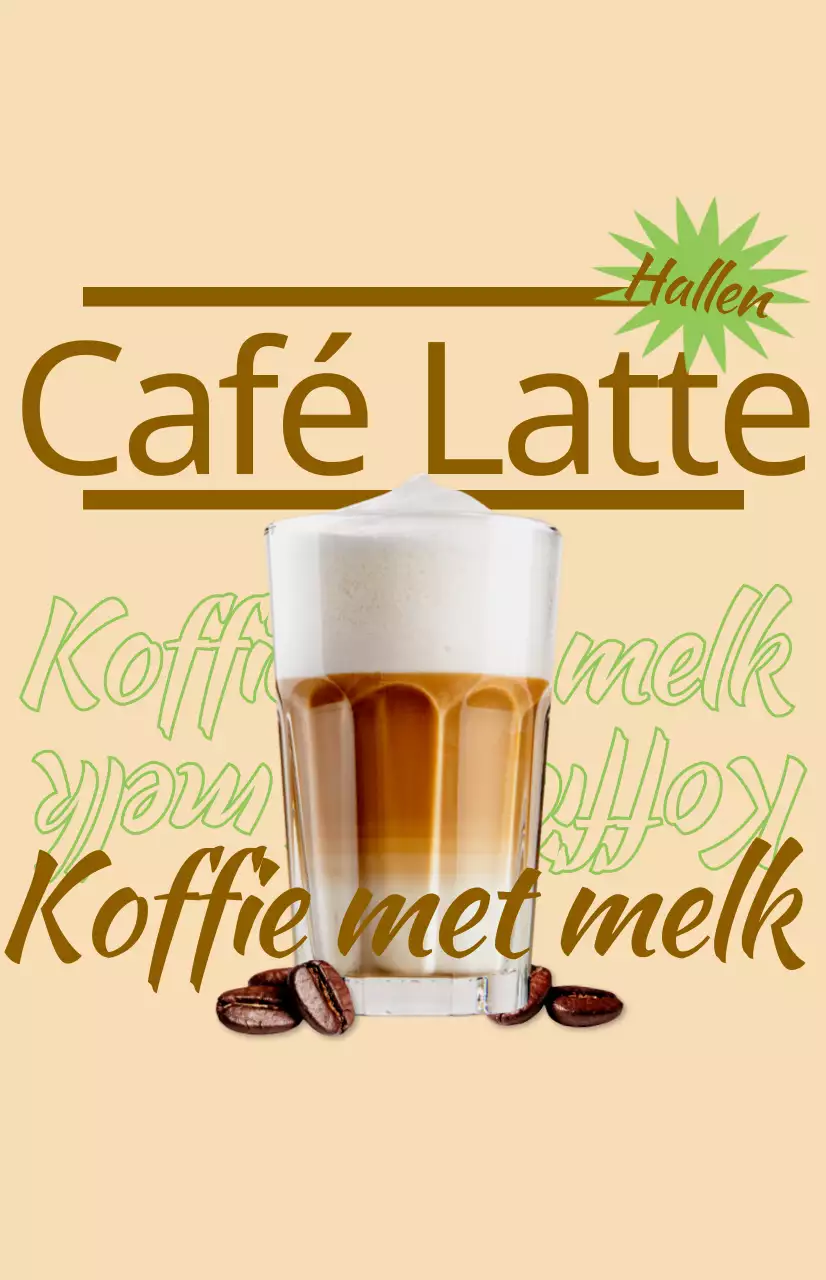Promoot het menu van je café met kleurrijke geïllustreerde afbeeldingen van drankjes en tekst