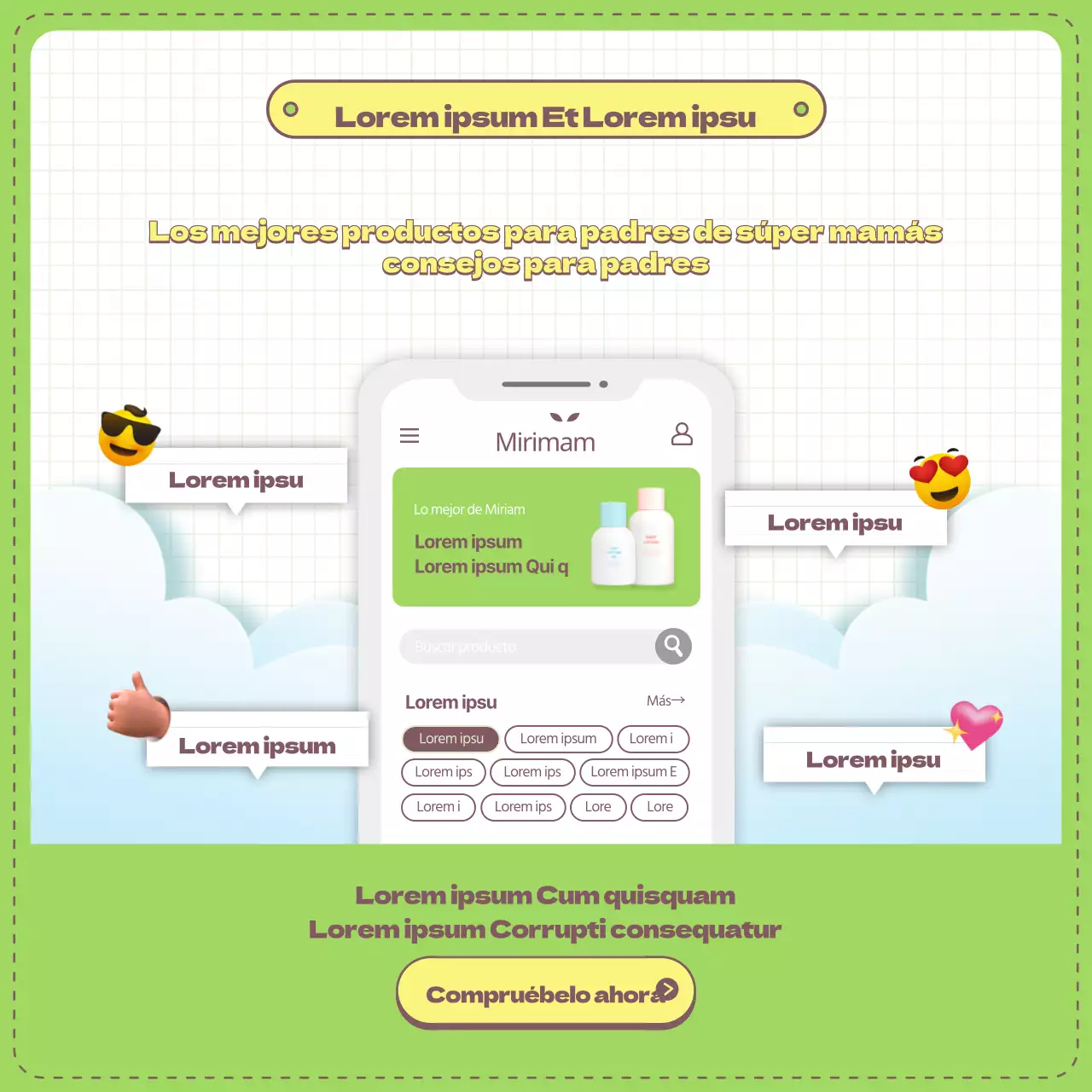 Consejos para prevenir las rozaduras del bebé y recomendaciones sobre artículos de puericultura, ilustrados en verde claro y amarillo.