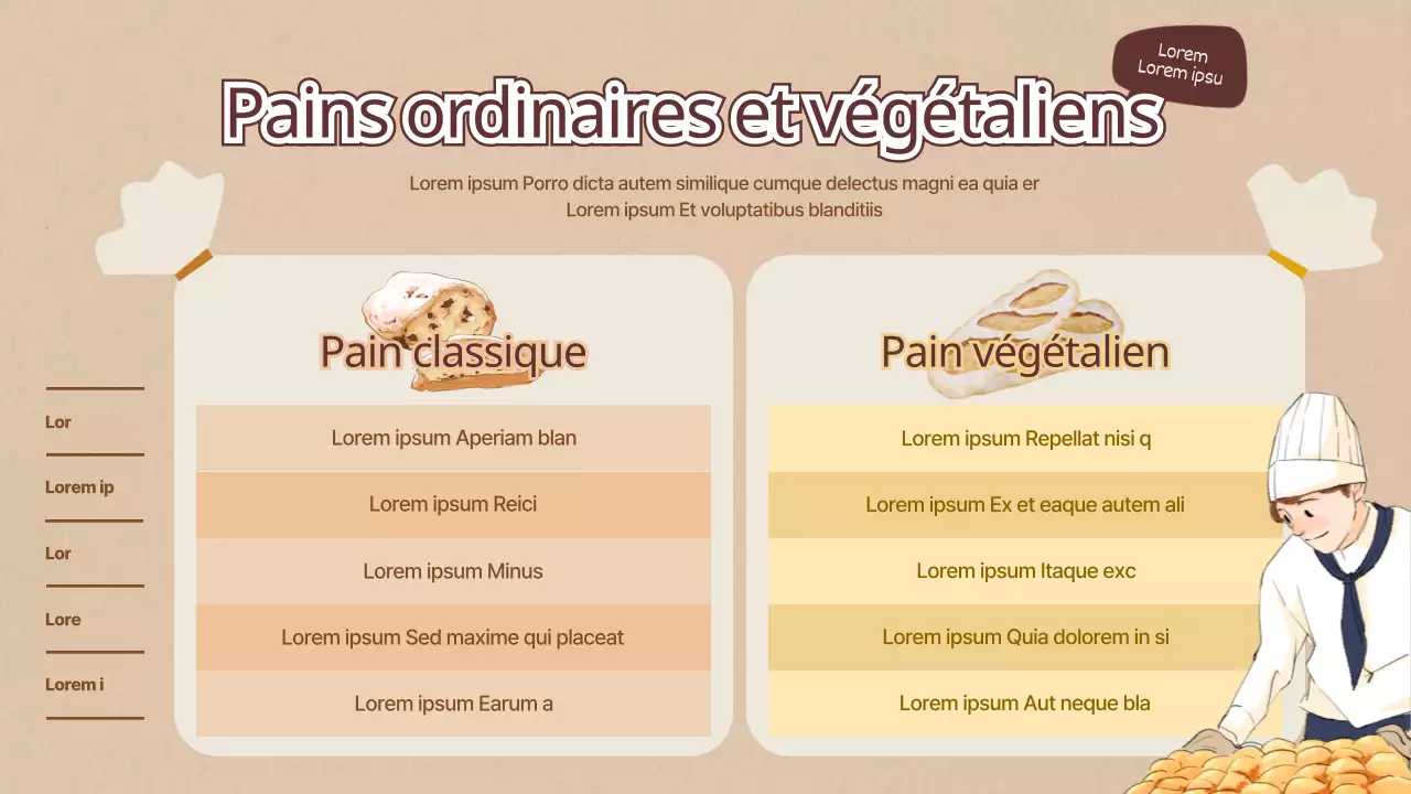 Comparaison de concepts d'emballage de pain avec des tons bruns