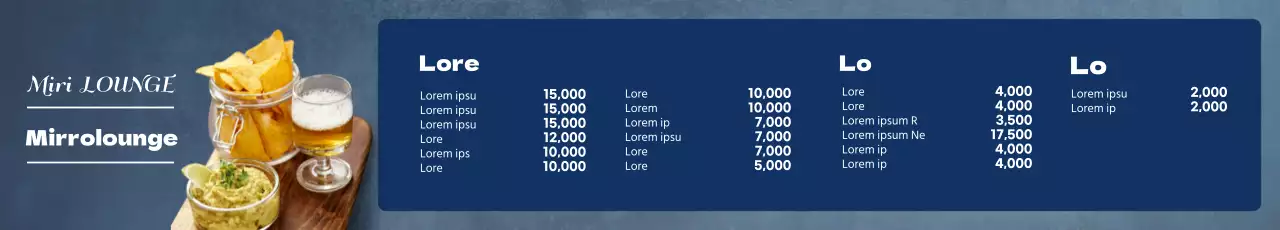 Ein sauberes blaues Foto der Hofhaus-Menütafel