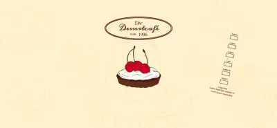 Werbung und Information für Cafés mit einem gefühlvollen Logo in Rotbraun und Hellgelb