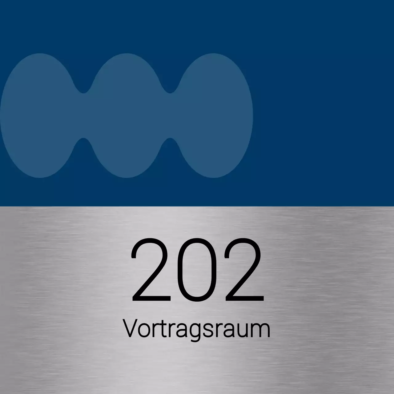 Namen von Universitätsklassenräumen mit einfachen blauen und schwarzen Formen als Akzente