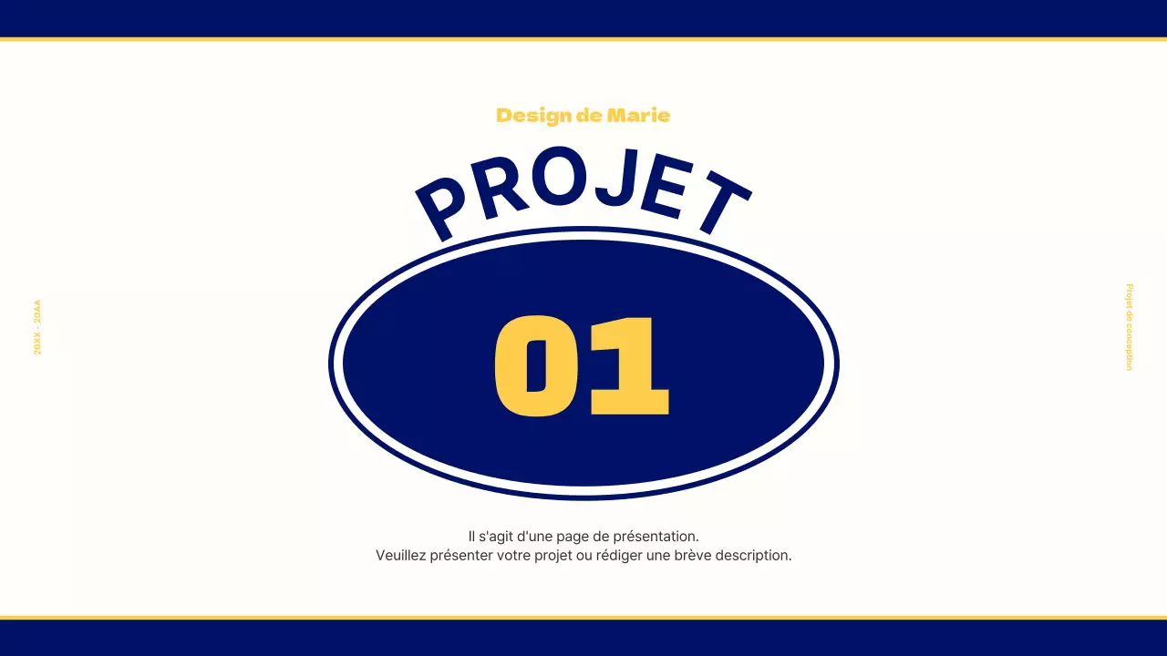 Portfolio de design pour un concept rétro vintage en bleu marine et jaune