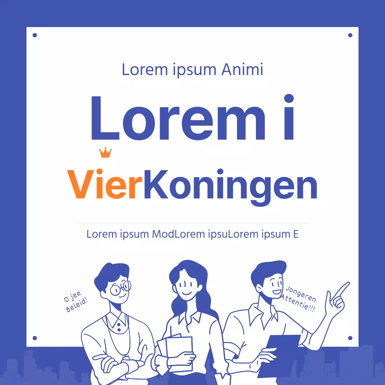 Blauw en oranje jeugdbeleid vier koningen kaart nieuws ontwerp